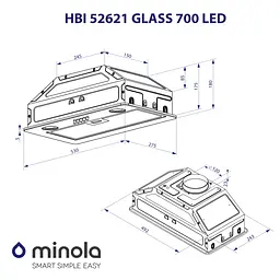 Витяжка повновбудована MINOLA HBI 52621 WH GLASS 700 LED - мініатюра 10