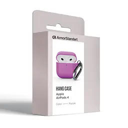 Силіконовий чохол для навушників Apple AirPods 4, Hang Case, фіолетовий, ультратонкий захисний кейс товщиною 2 мм, захист від подряпин, пилу та ударів, компактний, з карабіном для кріплення, ArmorStandart (ARM81292) - мініатюра 8
