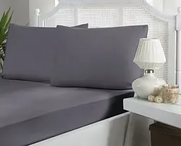 Турецьке простирадло на резинці First Choice 180х200х30 + 2 наволочки 50х70 сатин Quick Silver