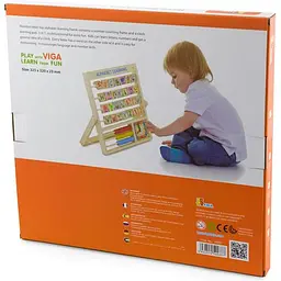 Дерев'яна гра Viga Toys Англійський алфавіт із годинником і рахівницею (50033) - мініатюра 4