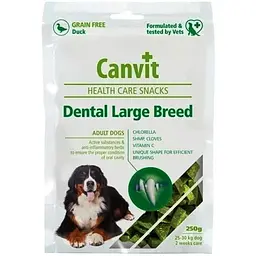 Ласощі для собак великих порід Canvit Dental LB для щоденного догляду за зубами та ротовою порожниною 250 г can525089