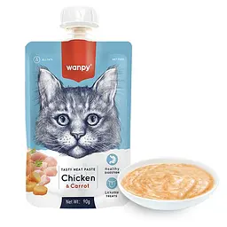Крем-пюре для котів Wanpy Chicken & Carrot 90 г з куркою та морквою, рідкий корм