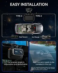 Двоканальна камера IIWEY 4K Dash Cam спереду ззаду, 3-дюймовий IPS-екран, 5G Wi-Fi 64GB SD-карта в комплекті, 4K 2160P - мініатюра 6