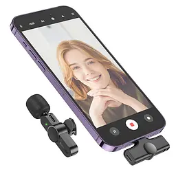 Бездротова мікрофонна система BOROFONE BFK12 Trophy lavalier (Lightning) Black (6941991106385) - мініатюра 6