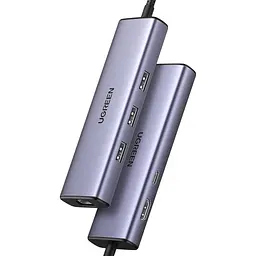 Концентратор Ugreen USB-C 6-in-1 3xUSB 3.0 + HDMI 4K@30Hz + RJ45 1000Mbps + PD silver (15598) - мініатюра 2