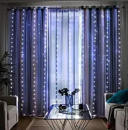 Новорічна світлодіодна гірлянда-штора Роса 2x2 м з 160 білими LED-лампочками та живленням USB - мініатюра 6