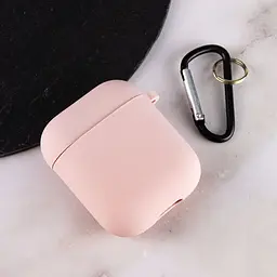 Силіконовий футляр з мікрофіброю для навушників Airpods 1/2 Рожевий / Pink Sand - мініатюра 3