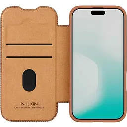 Шкіряний чохол-книжка Nillkin Qin Pro Camshield для Apple iPhone 17 (6.3) Brown - мініатюра 4