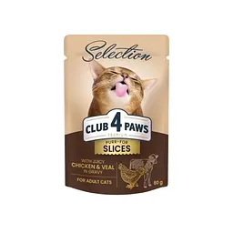 Вологий корм для котів Club 4 Paws Selection з куркою та телятиною в соусі 80 г x 12 B5630901 - мініатюра 2
