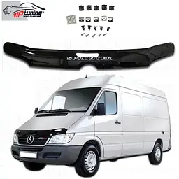 Дефлектор капоту мухобійка для Mercedes-Benz Sprinter 2002-2006 Евро Крепление (Vip Tuning) MRD04