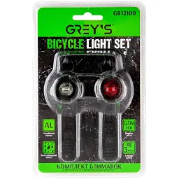 Набір велосипедного світла Grey's 2хLEDs 0,5W 2хCR2032 2шт(GR12100) - мініатюра 2