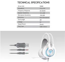 Ігрові навушники з мікрофоном Fantech HG-20 White 7.1 Channel RGB - мініатюра 6
