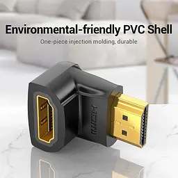 Перехідник HDMI F --> HDMI M, кут 90° 4K 60Hz PVC Vention чорний - мініатюра 5