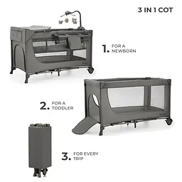Ліжко-манеж с пеленатором Kinderkraft Joy 2 Dark Grey (KLJOY02DGR000AC) - мініатюра 7
