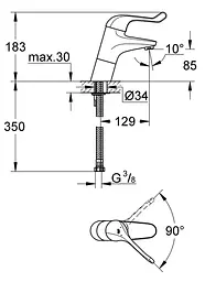 Змішувач для умивальника Grohe Euroeco Special 32790000, Хром - мініатюра 2