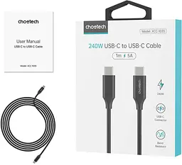 Кабель USB 3.1 Type-C M-M, 1.2 м, 240W Gen2, обплетення Choetech - мініатюра 3