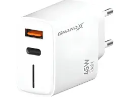 Мережевий зарядний пристрій Grand-X 45 W White (CH-460W)