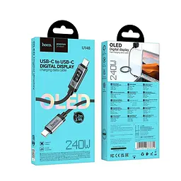 Кабель HOCO Type-C to Type-C Lord digital display charging data cable U148 1.2m, 5A, 240W - мініатюра 2