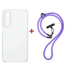 Чохол до мобільного телефона Dengos Case + Cross-body Strap Samsung Galaxy A37 Clear+Purple (DG-KM-CCRB-06)