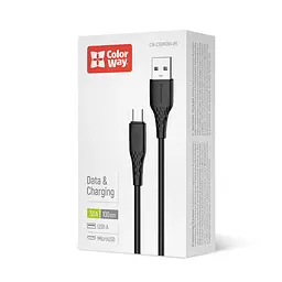 Кабель ColorWay USB - micro USB (M/M), textured PVC, 3А, 1 м, Чорний (CW-CBUM094-BK) - мініатюра 4