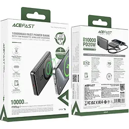 УМБ Acefast Magnetic Wireless 10000mAh 20W PD,QC 3.0, QI 15W M12 Black - мініатюра 3