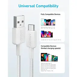 Дата кабель USB 2.0 AM to USB-C 1.8m 322 white Anker (A81H6H21) - мініатюра 2