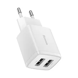 Сітчастий зарядний пристрій Baseus Compact Charger 2U 10.5W EU білий CCXJ010202 - мініатюра 3
