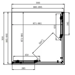 Душова кабіна Dusel DSL194 Chrome 900x900x1900, Хром, Універсальна, прозорий, хром, 90x90 - мініатюра 2