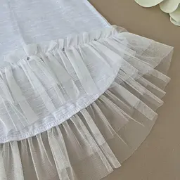 Сорочка для хрещення "Янголятко" дівчинка флам кулір фатін зріст 56 см (0 – 1 місяць) Betis Білий - мініатюра 3