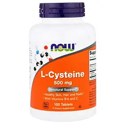 Цистеїн, L-Cysteine, 500 мг, 100 таблеток Now Foods vit0001968