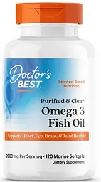Риб'ячий жир омега-3 Doctor's Best Purified & Clear Omega 3 Fish Oil with Goldenomega 120 капс