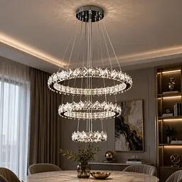 Світлодіодна люстра Splendid Ray L40802/60+40+20/3 LED з кришталем, хром, 100 Вт, з пультом і димером