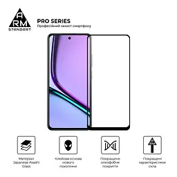 Захисне скло на Realme C67 4G/12 Lite 4G з олеофобним покриттям, Pro, повне проклеювання, антистатичний і пиловідштовхуючий шар, 9H, самоклеючеся, 2.5D, на весь екран, антистатичний клей, ArmorStandart (ARM73852) - мініатюра 2