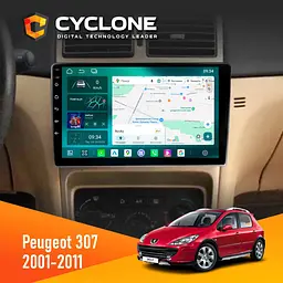 Штатна магнітола Peugeot 307 2001-2011 Cyclone C9-013 4x64 DSP 4G Cyclone (НФ-00007394)