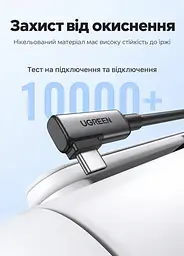Кабель для VR-гарнітур UGREEN US551 Довжина 5 м USB-C на USB-C з прямим і кутовим штекерами Заряджання за PD 3.0 до 60 Вт Передавання даних до 5 Гбіт/с Для Oculus Quest і Quest 2 Заряджання гарнітури під час гри Темно-сірий колір і сріблясті корпуси штекерів (90629) - мініатюра 10