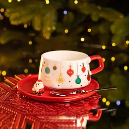 Чашка для латте-арту порцелянова Christmas Toys 250 мл з блюдцем  FM-CS-10B - мініатюра 3