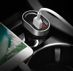 Адаптер автомобільний Hoco Regal with LCD Z29 2USB - мініатюра 4