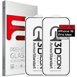 Скло захисне Armorstandart Kit Icon 3D iPhone 16 Pro Max Black 2 pcs (ARM83514)