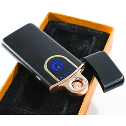 Електрозапальничка спіральна акумуляторна Classic Fashionable, Чорна Глянець, USB запальничка, 6746 (ST)