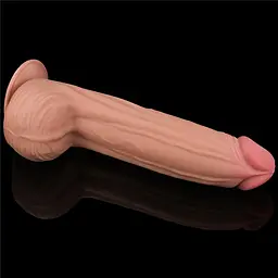 Фалоімітатор LoveToy Sliding-Skin Dual Layer Dong King Sized 31 см тілесний - мініатюра 3