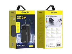 Зовнішній акумулятор (Power Bank) Awei PA-106 50000mAh Black - мініатюра 2