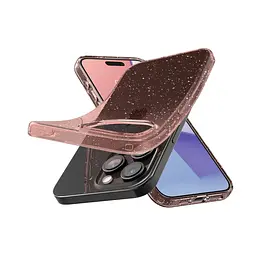 Чехол Spigen Liquid Crystal Glitter для iPhone 15 Pro Max Rose Quartz (ACS06560) + защитное стекло - мініатюра 4