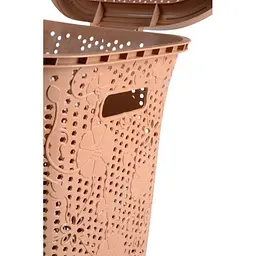 Кошик для білизни Violet House Ажур Beige з кришкою 15 л (0424 Ажур BEIGE с/к 15 л) - мініатюра 4