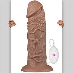 Вібратор Lovetoy Realistic Chubby Dildo 10.5'' 26.6 см коричневий - мініатюра 15