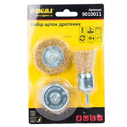 Набір щіток Sigma дротяних для дриля 3 шт (9010011) - мініатюра 2