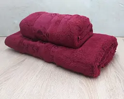 Набір турецьких бамбукових махрових рушників Cestepe 50х90+70х140 Bamboo Cicek Bordo - мініатюра 2