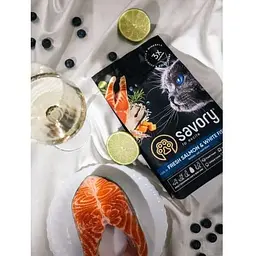 Сухий корм Savory для довгошерстих котів зі свіжим лососем і білою рибою 400 г - мініатюра 5