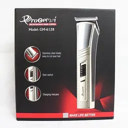 Професійна акумуляторна машинка Pro Gemei GM-6128 бездротова для стрижки волосся з насадками - мініатюра 3