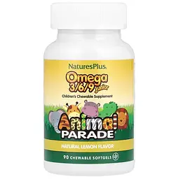 Омега 3 6 9 для дітей Animal Parade Omega 3/6/9 Junior Nature's Plus 90 жев капс лимонний смак