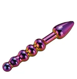Анальний фалоімітатор Glamour Glass Ridged Anal Dildo 18 см (райдужний) - мініатюра 3